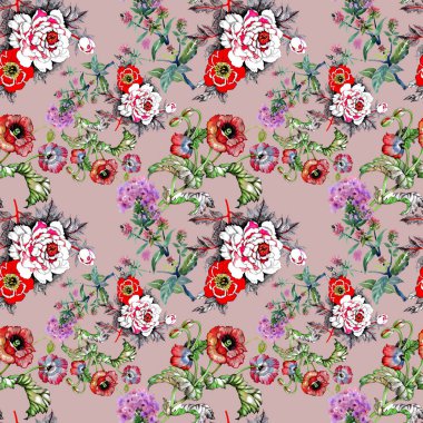  güzel renkli çiçekler ile Seamless Modeli 