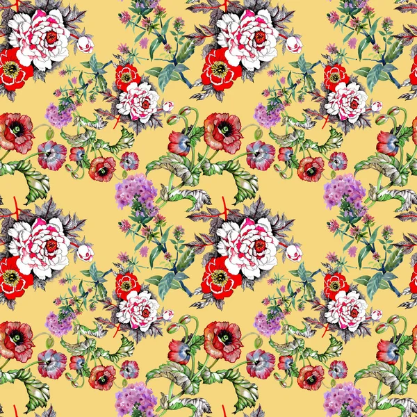  güzel renkli çiçekler ile Seamless Modeli 