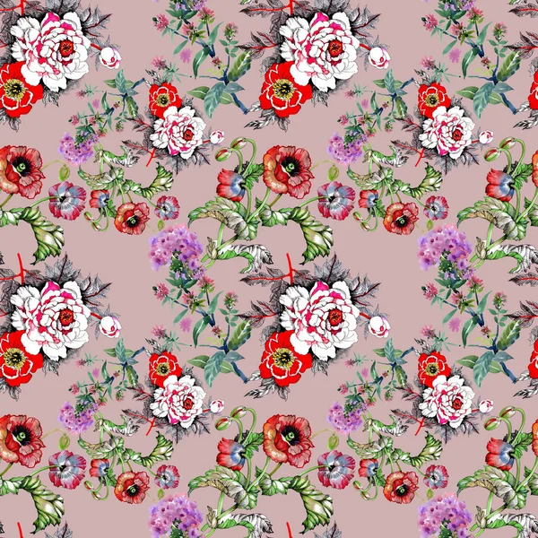  güzel renkli çiçekler ile Seamless Modeli 