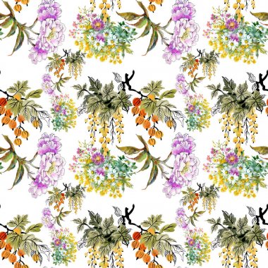 Sarı Gül ve yaprakları desen