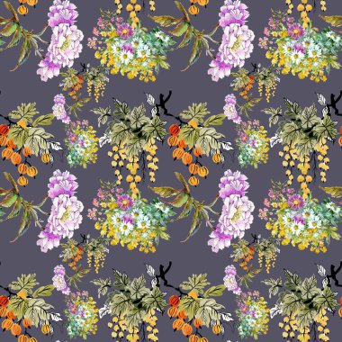 Sarı Gül ve yaprakları desen