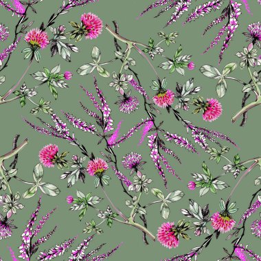 güzel renkli kır çiçekleri ile desen