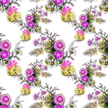 güzel kır çiçekleri ile desen