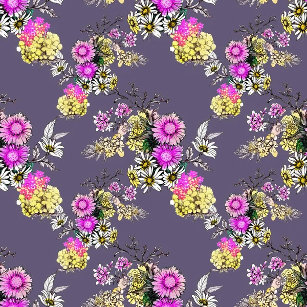 Pattern Beautiful Wildflowers — Stock Photo, Image