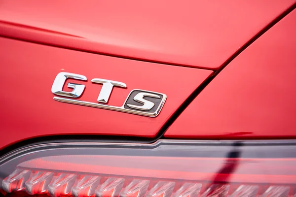 Kiev, Ukraine - OCTOBER 4, 2016: Mercedes Benz star experience. The interesting series of test drives. Logo GTs and tail light closeup