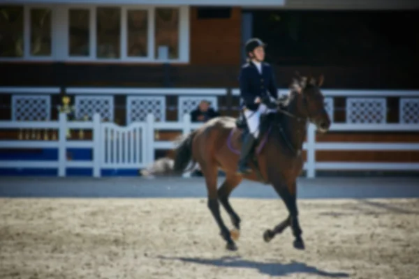 Sport equestri. Salto a cavallo. Mostrare. Foto sfocata di proposito — Foto Stock