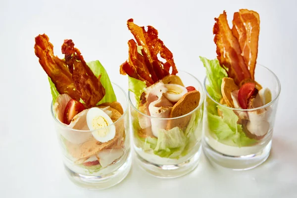 Caesar Salad, served in glass. — Stock Photo, Image