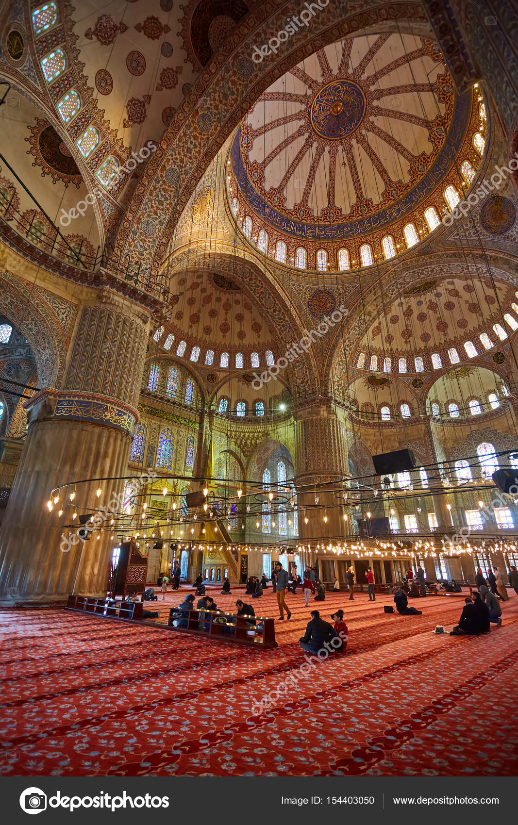 Istanbul Turkey 1 April 2017 Interior Of Blue Mosque