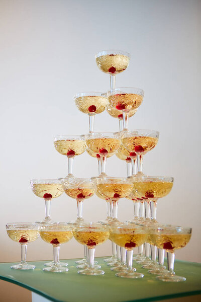 Party pyramid from a martini glasses