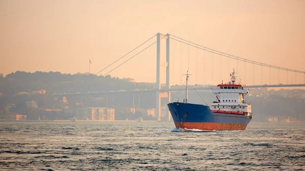 Een vrachtschip in de Bosporus, Istanbul, Turkije. — Stockfoto