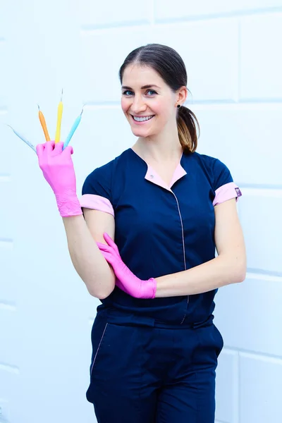 Portrait of young female dentist in office — Stock Photo, Image