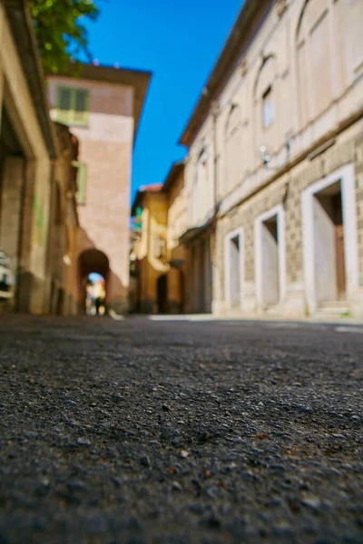 Empty Street in the Italian town Fossano in Province Cuneo, Region Piedmont, northern Italy. — Stock Photo, Image