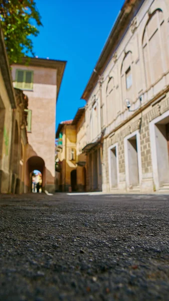 Empty Street in the Italian town Fossano in Province Cuneo, Region Piedmont, northern Italy. — Stock Photo, Image