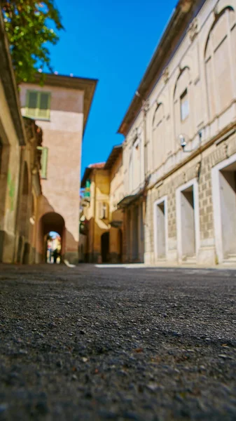 Empty Street in the Italian town Fossano in Province Cuneo, Region Piedmont, northern Italy. — Stock Photo, Image