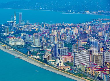 Batumi, Gürcistan - 09 Haziran 2015: Karadeniz kıyısındaki deniz kenti, Batumi, Gürcistan.