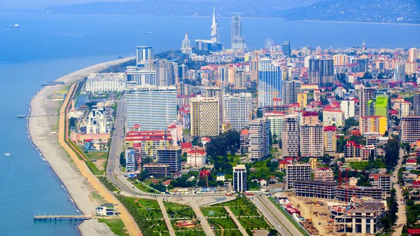 Batumi, Georgia - June 09, 2015: Aerial view of seaside city on Black Sea coast, Batumi, Georgia. — Stock Photo, Image