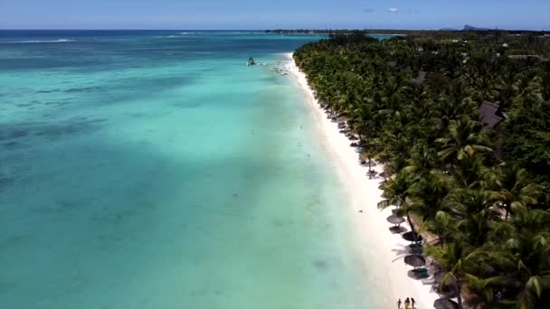 Aerial Wide Shot Incredible Colorful Island Crystal Clear Water White — 비디오