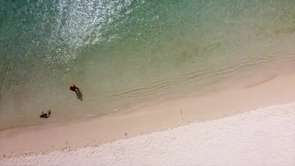 Ascending Aerial Shot Showing Person Standing Alone Beautiful Indian Ocean — ストック動画