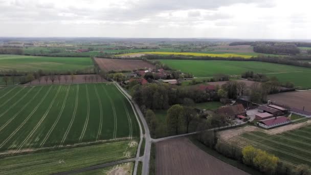 Flygfoto Visar Stor Gård Utanför Staden Landsbygd Beläget Fridfull Drönare — Stockvideo