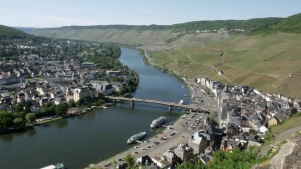 Pan Vänster Skott Visar Tyska Rheinland Område Med Mosel Floden — Stockvideo