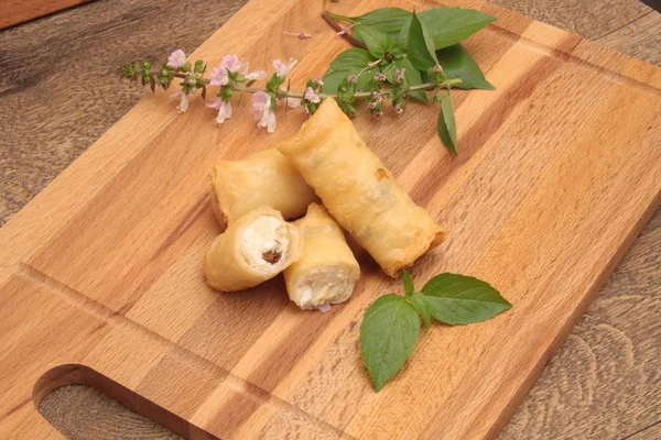 Spring rolls with cottage cheese — Stock Photo, Image