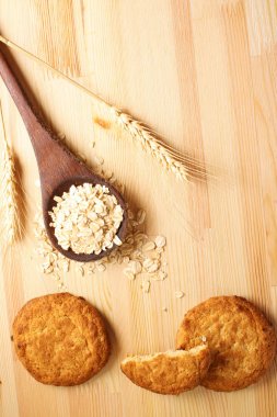 Ev yapımı yulaf ezmeli kurabiye, arka plan yemek