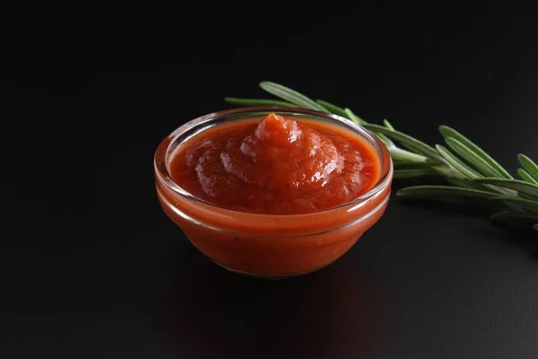 Tomato sauce ketchup tomatoes rosemary — Stock Photo, Image