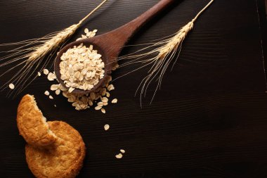 Ev yapımı yulaf ezmeli kurabiye, arka plan yemek