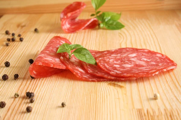 İspanya sosis salam Dilimleme Salchichon ahşap arka plan