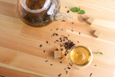 çay Kupası çaydanlık ahşap arka plan