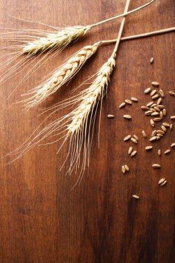 spikeson ahşap bir arka plan tahıl