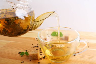 çay Kupası çaydanlık şeker ahşap arka plan