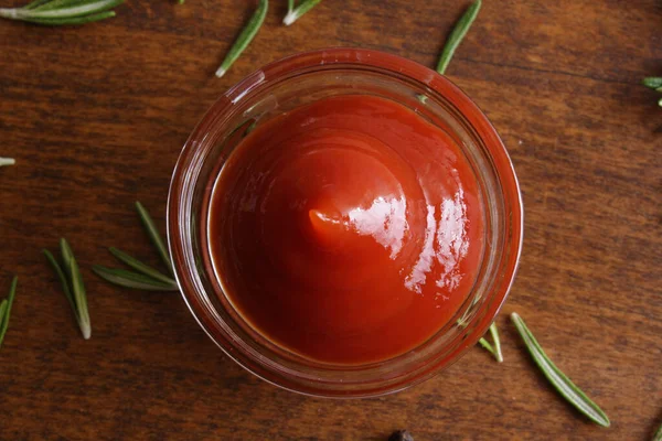 Ketchup Salsa Tomate Tazón Cristal — Foto de Stock