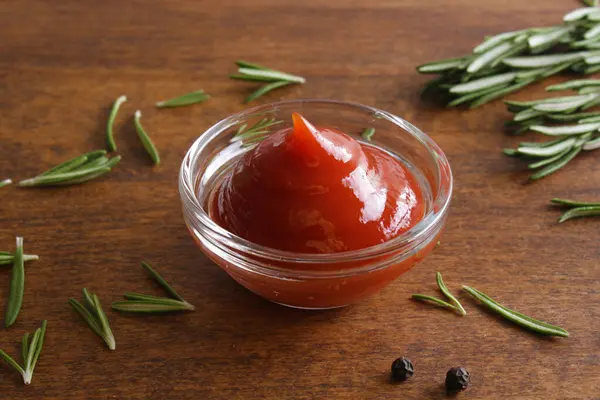 Ketchup Tomato Sauce Glass Bowl — Stock Photo, Image