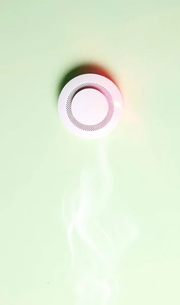 Yeşil Işık Arka Planında Yangın Alarmı Sensörü — Stok fotoğraf