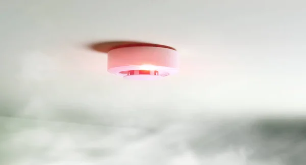 Brandalarm Sensor Een Groen Licht Achtergrond — Stockfoto