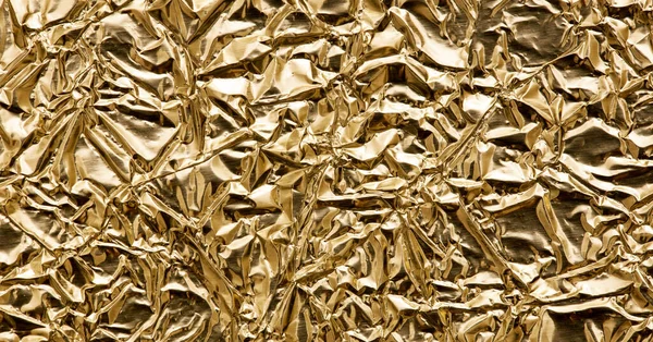 Fondo Abstracto Papel Metálico Texturizado Brillante Arrugado Oro Banner Web — Foto de Stock