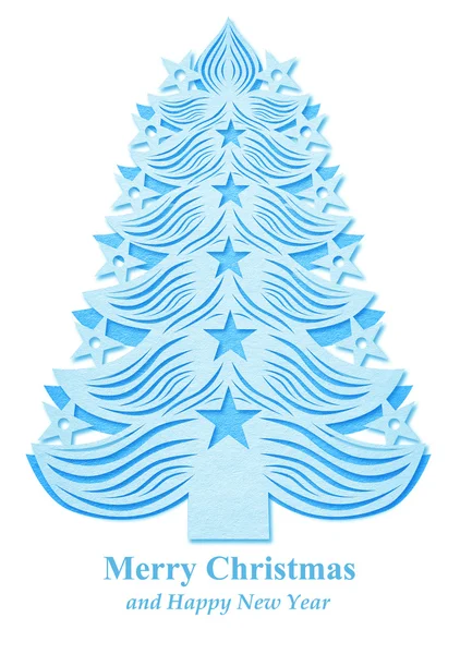 Christmas tree made of paper - blue — Stock Photo, Image