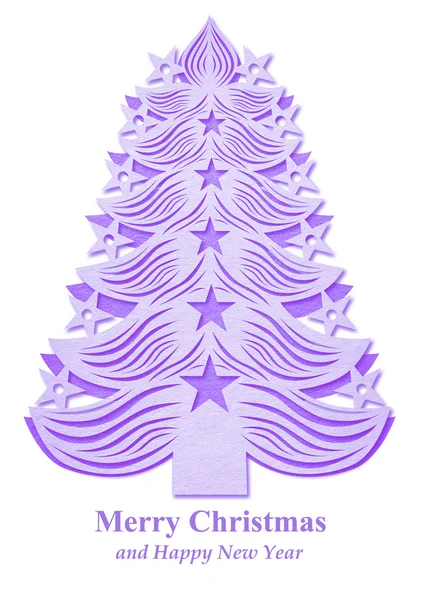 Christmas tree made of paper - violet — Stock Photo, Image