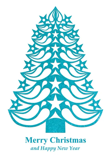 Christmas tree made of grass paper - light blue — Stock Photo, Image