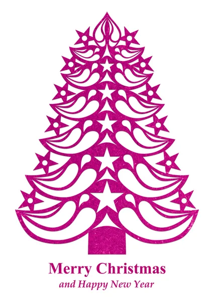 Kerstboom gemaakt van gras papier - roze — Stockfoto