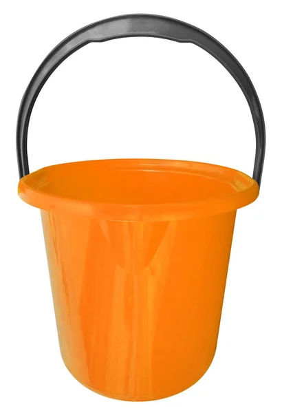 Plastic emmer geïsoleerd - oranje — Stockfoto