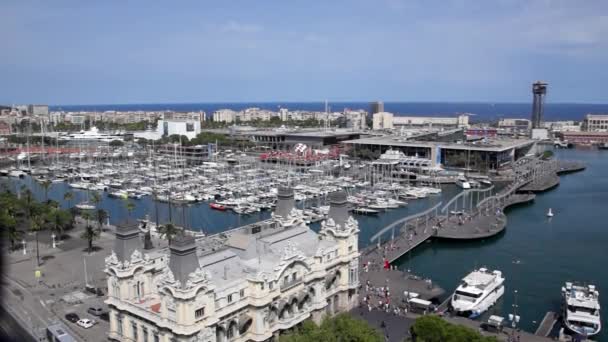 Vista aérea do porto Vell em Barcelona — Vídeo de Stock
