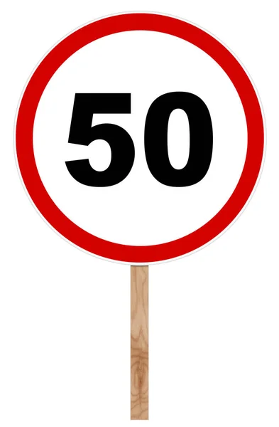 Znaki zakazu - ograniczenie prędkości pięćdziesiąt — Zdjęcie stockowe
