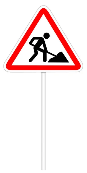 Señal de tráfico de advertencia - Obras viales — Foto de Stock