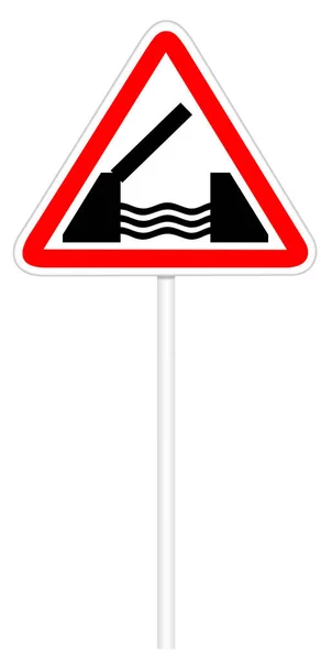 Señal de tráfico de advertencia - Drawbridge — Foto de Stock