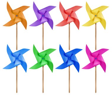 Paper windmill pinwheels - Colorful clipart