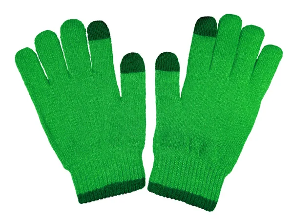 Wollen handschoenen geïsoleerd-groen — Stockfoto