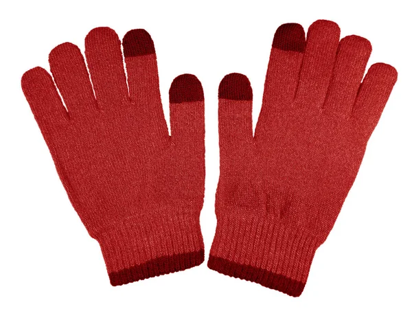 Wełniane rękawice czerwony na białym tle — Zdjęcie stockowe