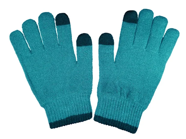 Ylle handskar isolerade-ljus blå — Stockfoto